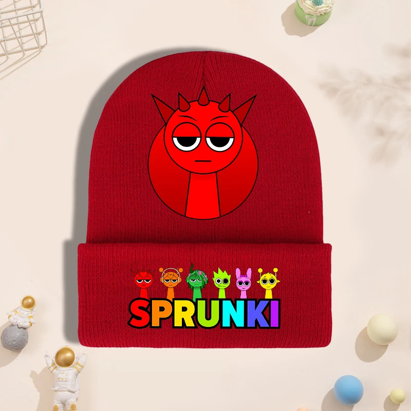Sprunki Knitted Hat for Children Anime Cartoon Cute Knit Hat Boys Girls Winter Warm Fashion Cap Kids Windproof Hip Hop Caps Gift