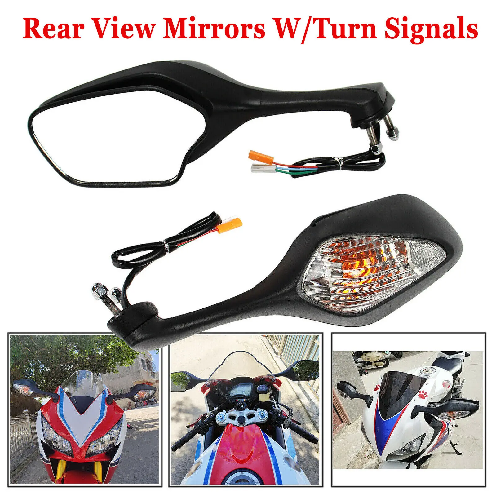 Foldable Rear View Mirrors W/Turn Signals For Honda CBR1000RR/RA 08-16 VFR800F