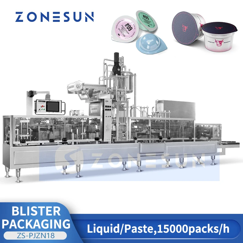 Zonesun Blister Cup Packing Machine Cup Filling Equipment Cup Sealer Multiple Cup Packages Yogurt Cup Production Line ZS-PJZN18