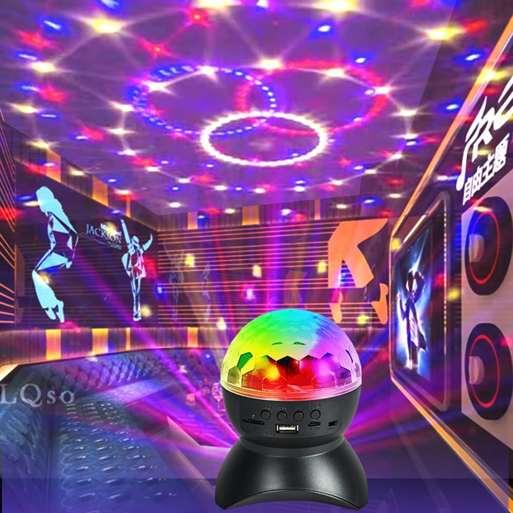 Música sem fio Bluetooth Rotating Stage Light, RGB Strobe Laser Projector, DJ Speakers, Disco Ball, Recarregável Party