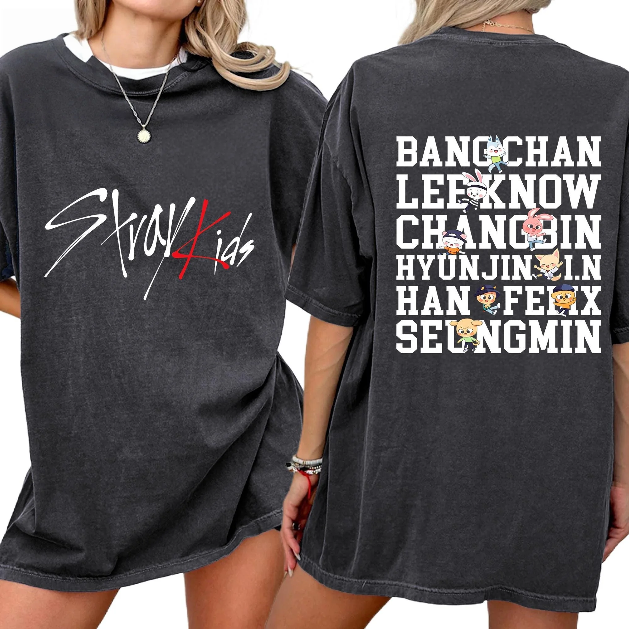 Stray Kids Sweatshirt Stray Kids Members Shirt Stray Kids Merch Fans Gift 2026 Summer Men's Women's Streetwear Cotton T-shirt - view 3