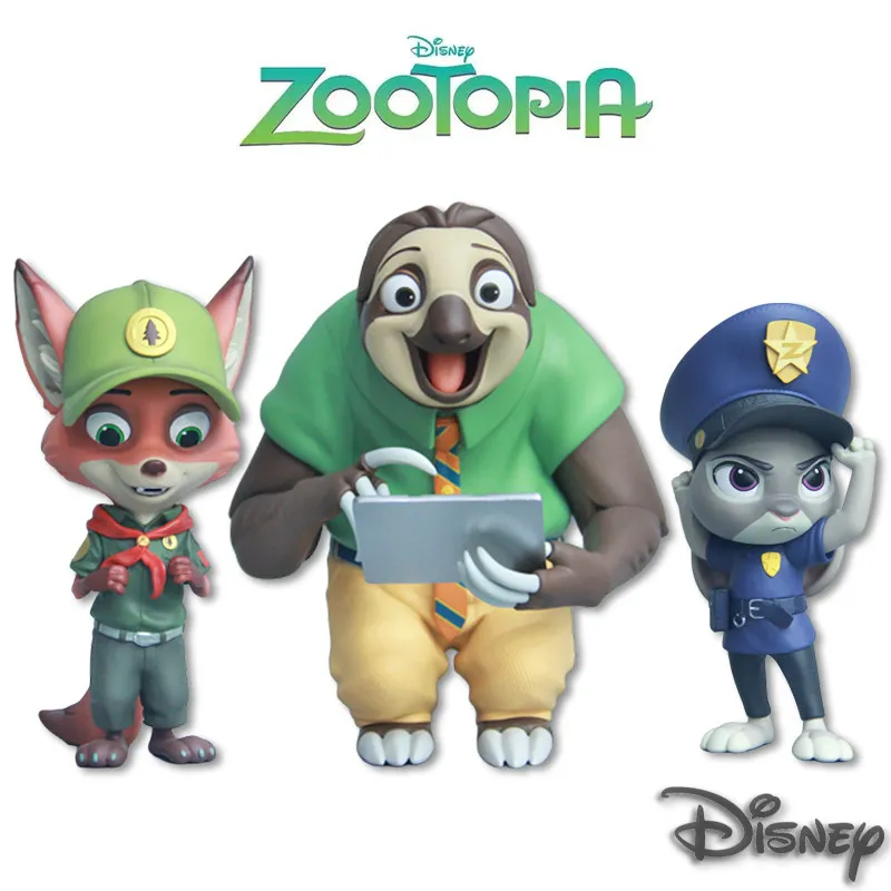 

Оригинальные фигурки Disney Zootopia: Ник Вайлд, Джуди Хоппс, Флэш, Слоутмор, коллекционные куклы, декор для рабочего стола, игрушки для детей и фанатов.