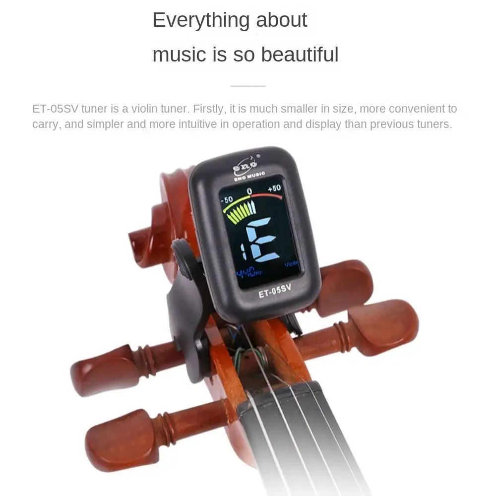 ET05V ENO Violin Tuner Portable Digital Clip-on Tuner Rotatable 360 Degree Cello Clip-on Tuner Electric Ukulele