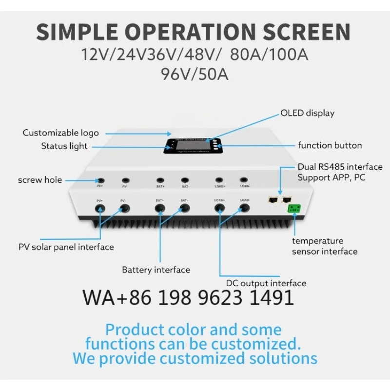 12/24/36/48V Universal MPPT Solar Charge Controller CE FCC RoHS Certified Photovoltaic Regulator