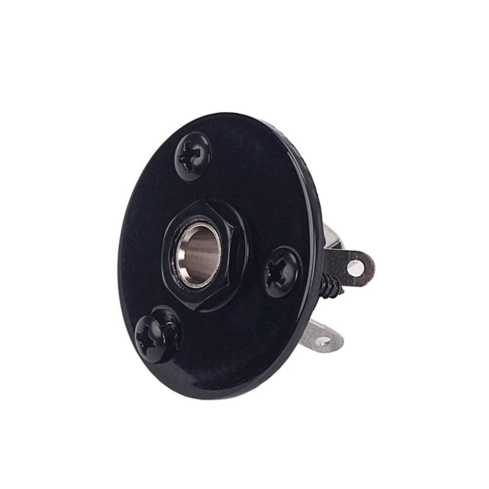 

Black 1/4 Inch 6.35Mm Round Output Jack Socket With Screws For Electric Guitar Bass Replacement Guitar Jack Plate Input