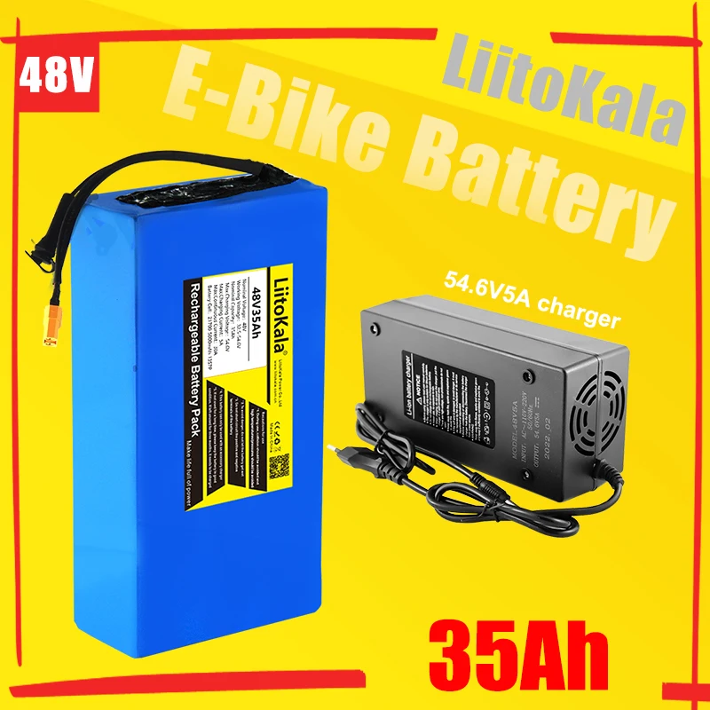 LiitoKala 48V 35Ah 21700 5000mAh 13S7P Lithium Battery Pack 48V35AH 1500W electric bicycle battery Built in 30A BMS T/XT90/XT60