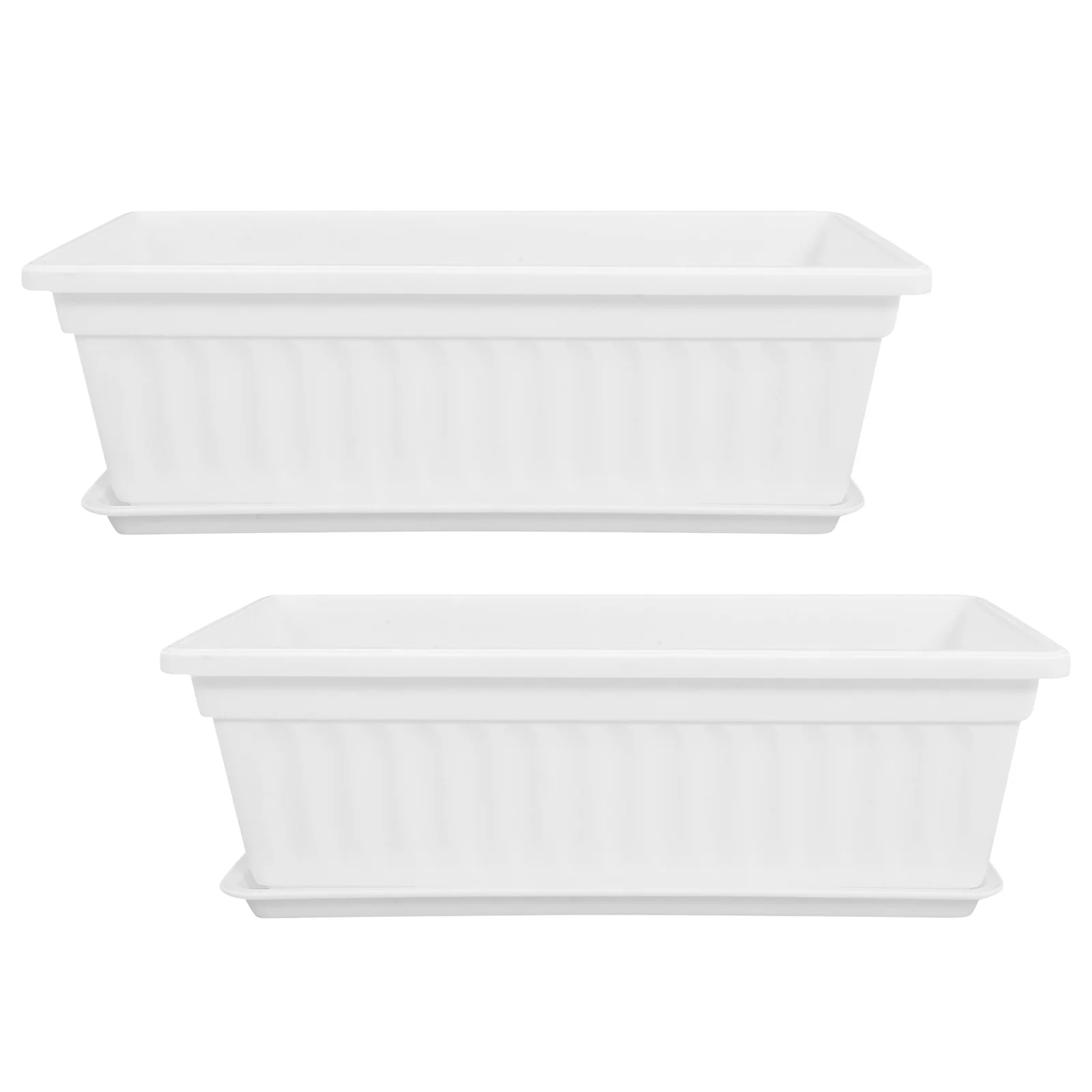 2pcs Large Rectangular Plastic Flower Pots Planter Boxes Garden Accessories Balcony Vegetable Garden Plant