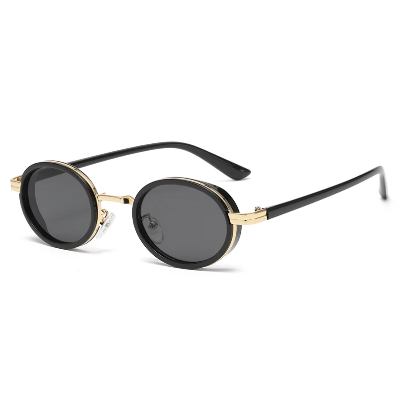 Lunettes de soleil ovales à petite monture en métal pour femmes et hommes, nuances de mode, lunettes UV400, lunettes punk vintage pour femmes