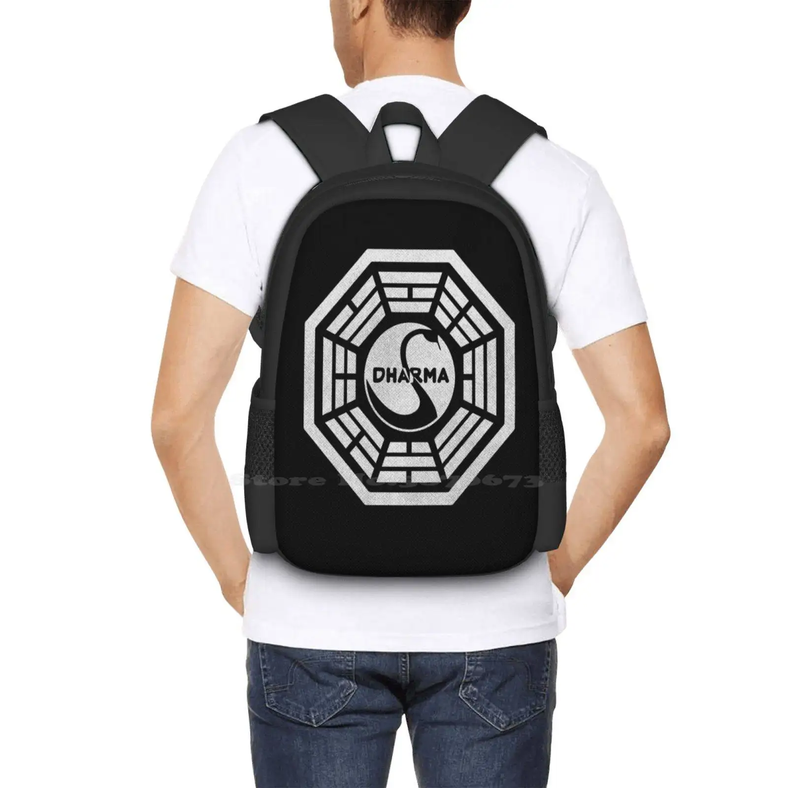 Dharma Initiative Pattern Design Laptop Travel School Bags Dharma Lost Tv Shows Oceanic Sci Fi Fanboy Jacob Grunge Classics