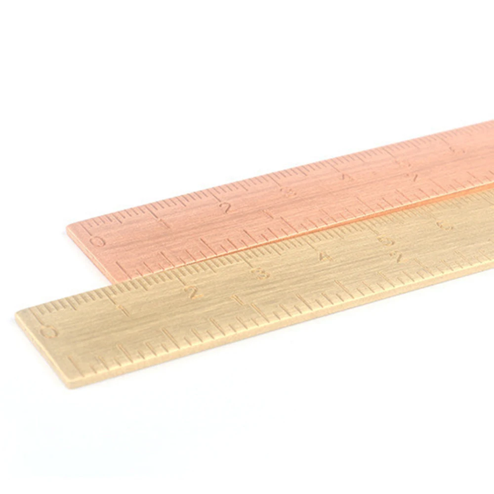 Unisex Students Stationery Bookmark Drawing Ruler Learning Measuring Ruler for School Office Brass Straight Ruler