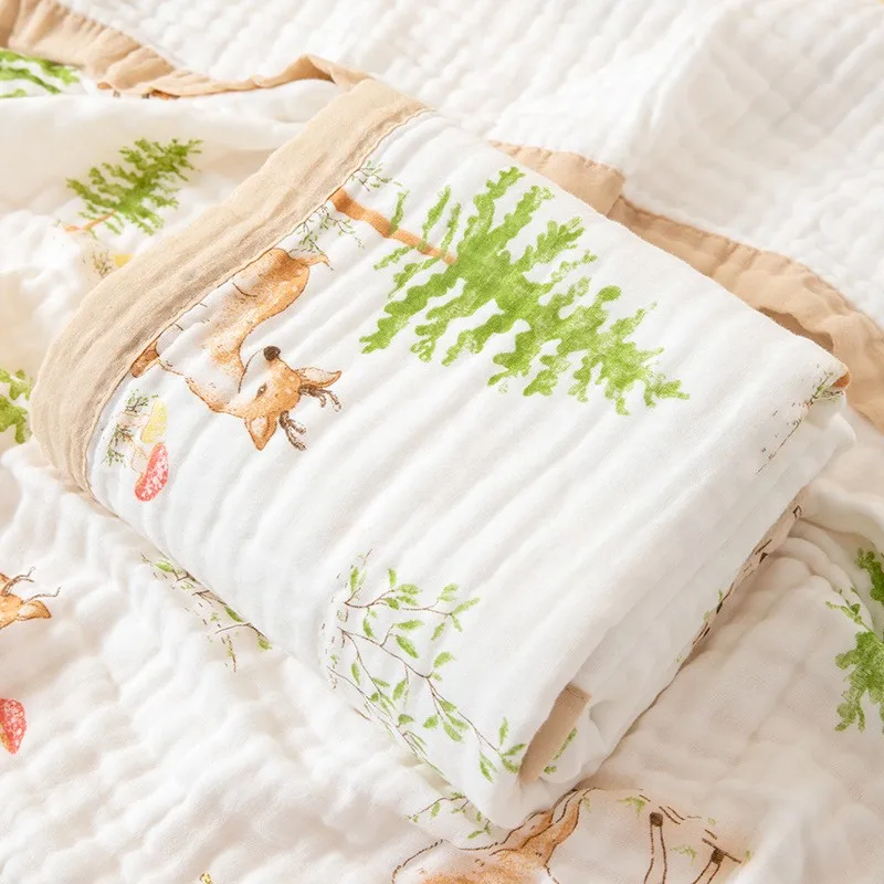 110x110cm Newborn Baby Cotton Blanket Summer Bedding Babies 6 Layers Throw Blanket Muslin Squares Receiving Blanket