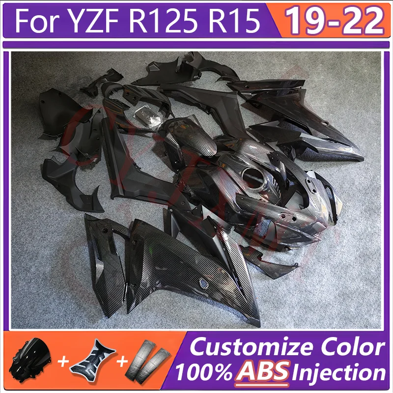 Carbon Fibre Gloss Motorcycles Fairings for YZFR125 YZFR15 2019 2020 2021 2022 Fairing Kit Set YZF R125 R15 19-22 Bodywork Cover