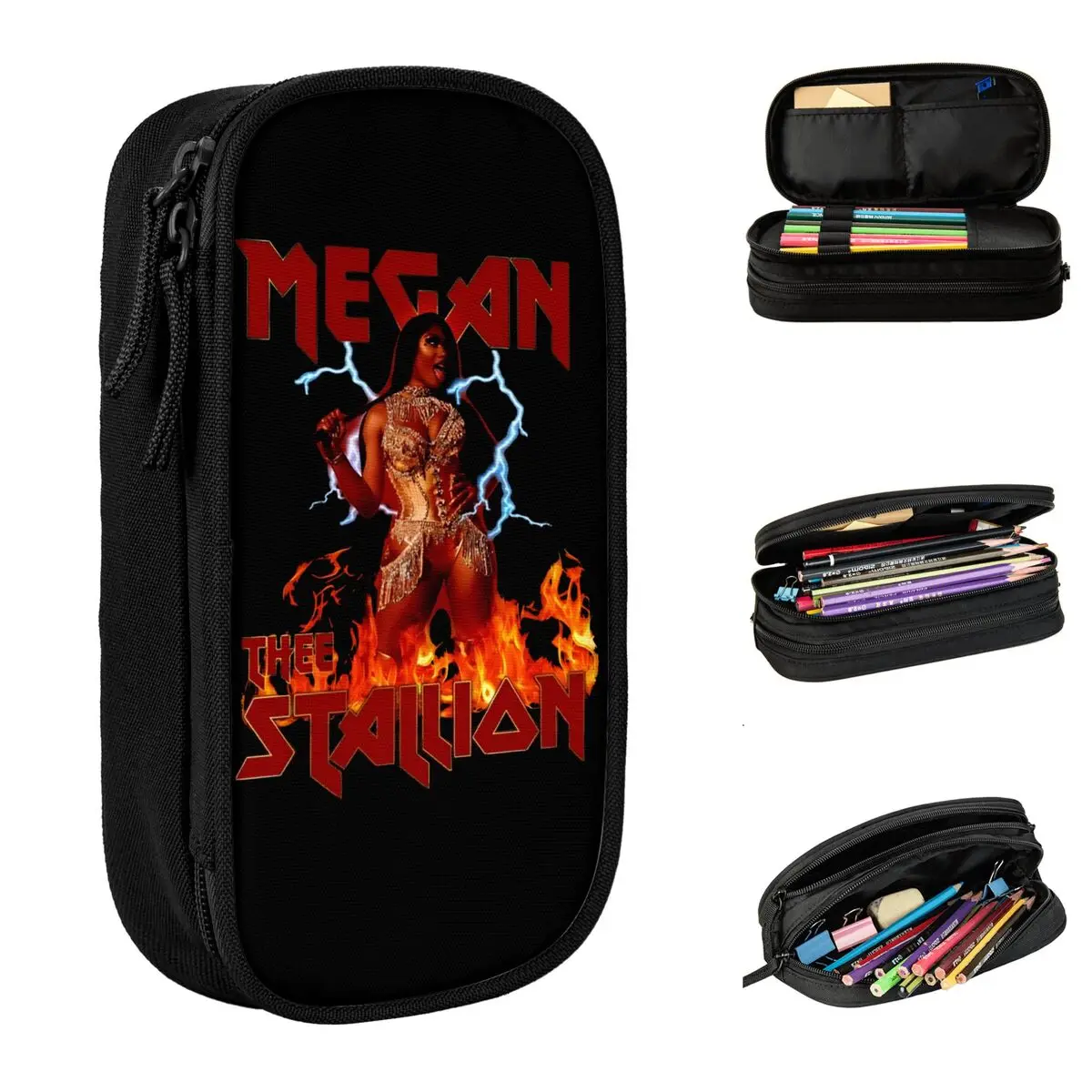 Hip Hop Retro Megan Thee Stallion Merch Pen Box Large Capacity Kids School Supplies Pencil Case Stationery Perfect Gifts