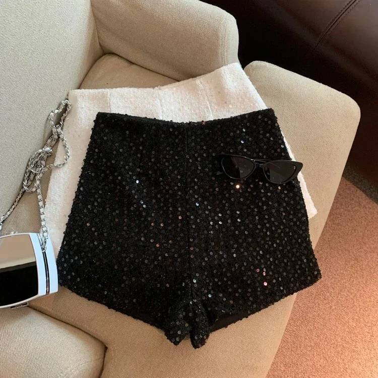 

Осенние брюки с блестками Y2k, шорты с высокой талией, сексуальные черные брюки Cortos De Mujer, белые костюмы, короткие женские тонкие костюмы