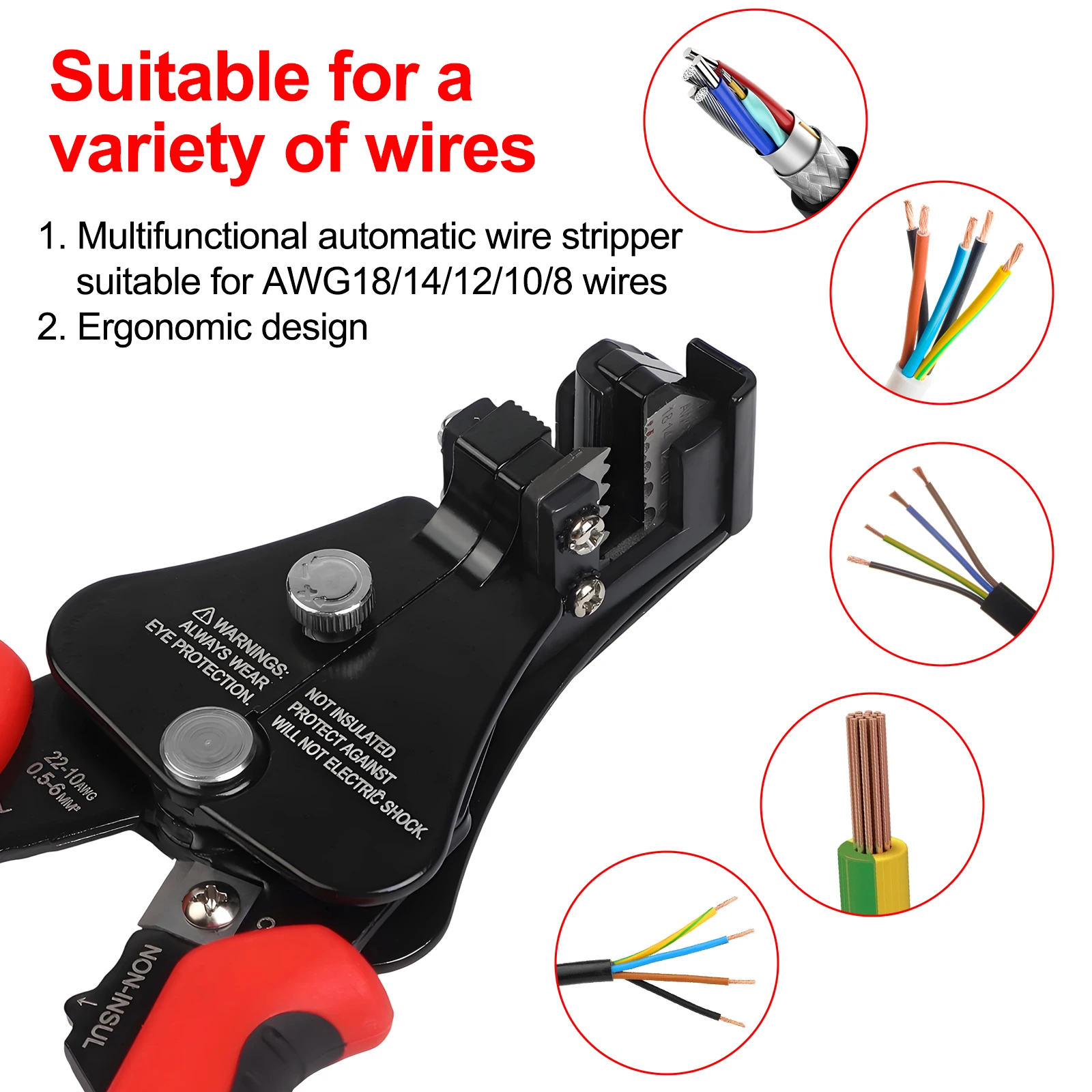

Инструмент для зачистки проводов и резак с саморегулирующейся губкой и функцией обжима для AWG18 14 12 10 8, использование кабелей и проводов