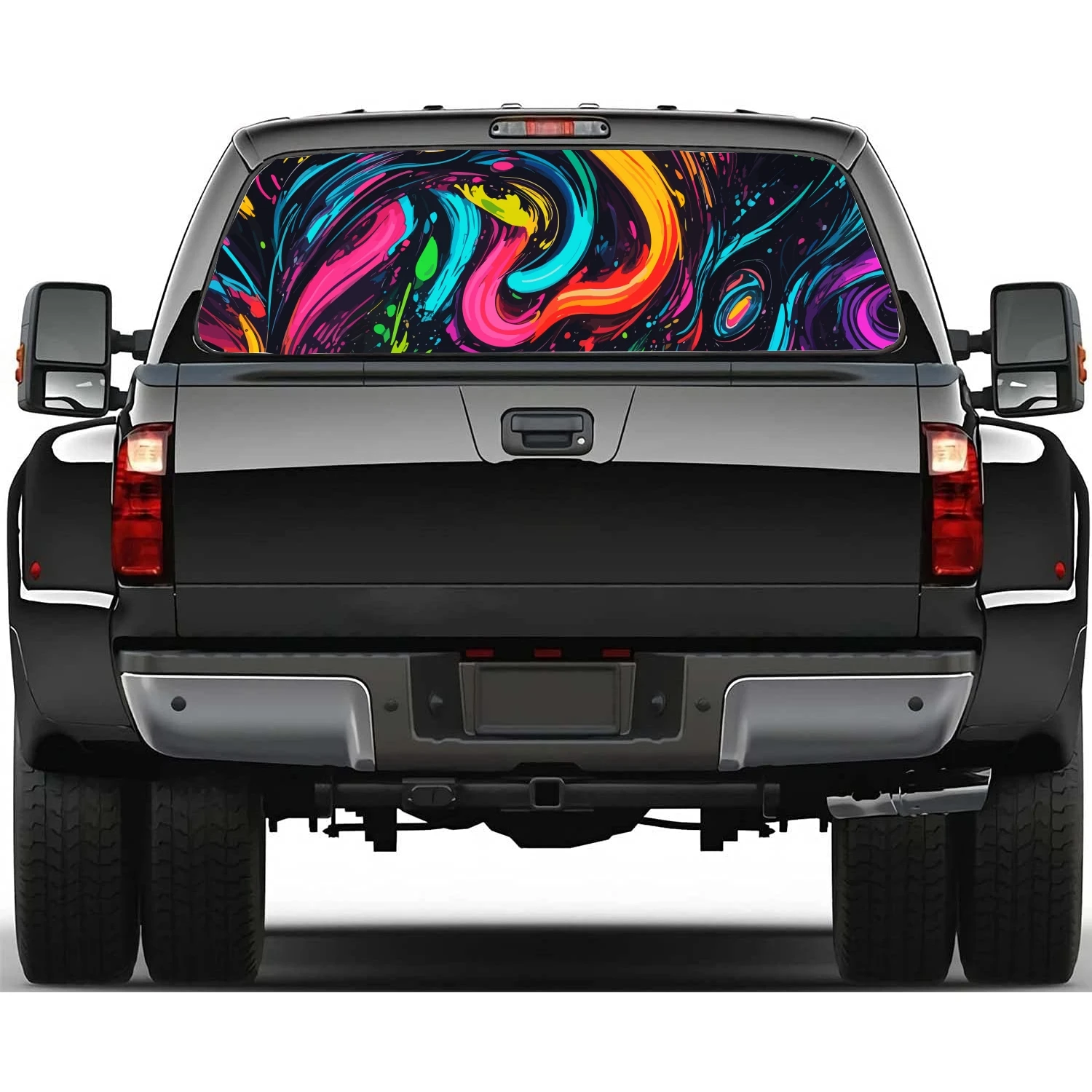 

Abstract Splash Wave Art Car Rear Window Decal Fit Pickup,Truck,Car Universal See Through Perforated Back Window Vinyl Sticker