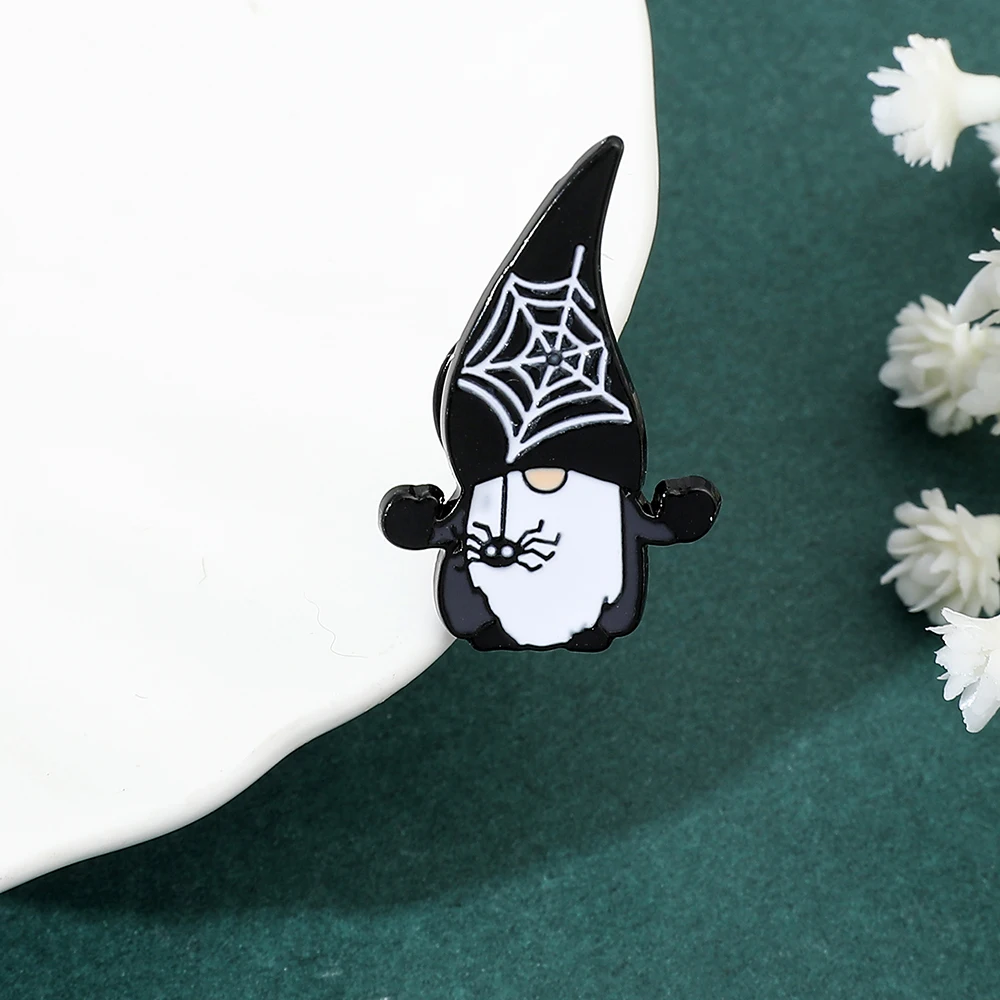 Schattige Cartoon Gezichtsloze Oude Man Emaille Pin Gothic Tovenaar Badge Schattige Pompoen Spookbroche Halloween Sieraden Accessoire Geschenken