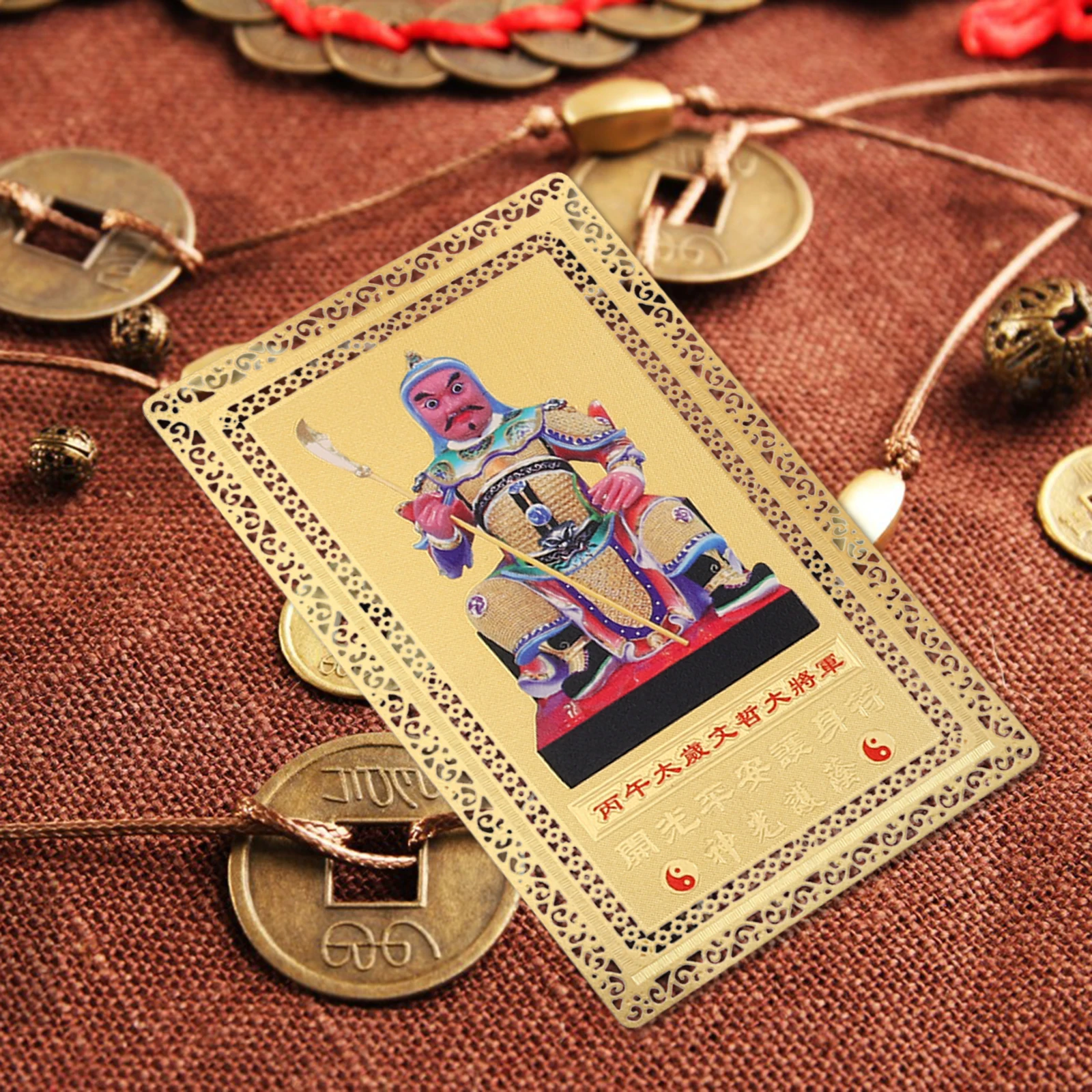 

4 Pcs Tai Sui Card Chinese Feng Shui Amulet Cards Metal for Luck Copper