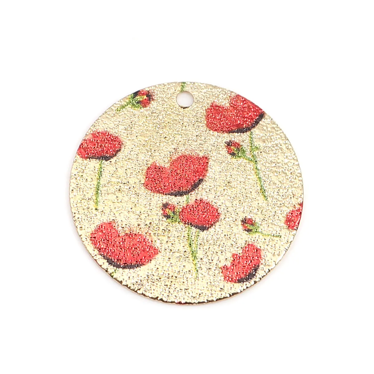 5/10 PCs Enamel Painting Pendant Charms For Jewelry Making Round Gold Color Back Sparkledust For Bracelet DIY Findings 20mm Dia.