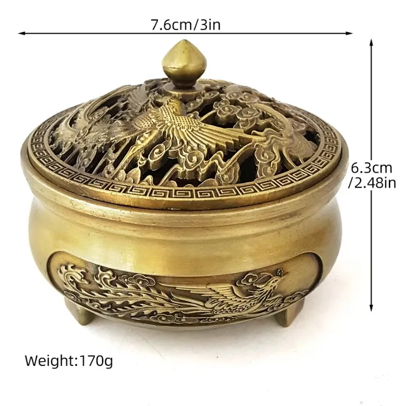 

Creative 4 size dragon and phoenix incense burner hollow alloy incense burner household sandalwood incense burner decoration