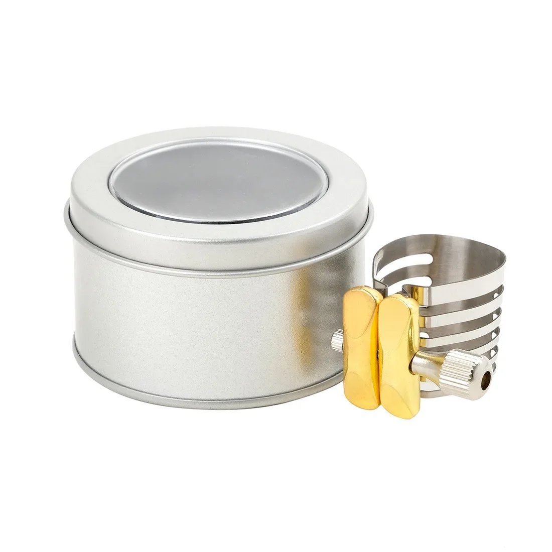 Musical Instrument Accessories: High-End Hollowed Out Stainless Steel Saxophone Clip, Frosted Iron Box, Silver Fixed Clamp