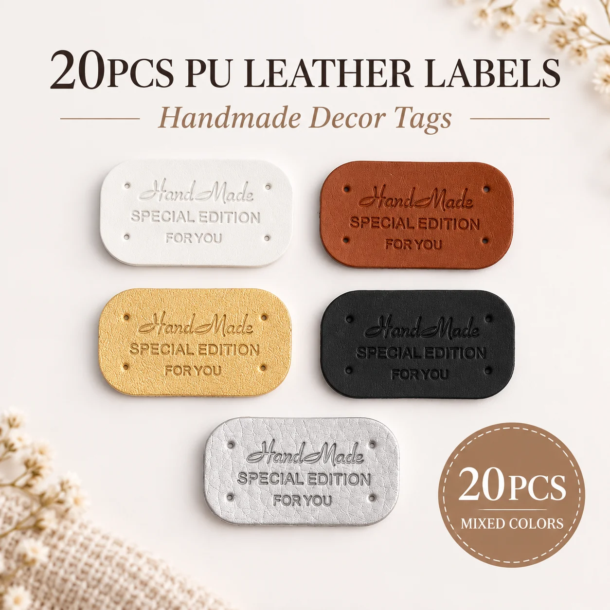 20pcs Handmade Leather Clothing Labels DIY Sewing Craft For Handmade Garment Bags Shoes Decoration Materials Supplies