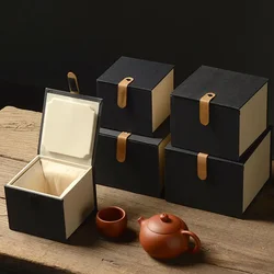 Retro Woven Cloth Craft Packaging Box Gift Brocade Case Cup Protection Anti-Fall Shock-Proof Box with Leather Buckle 5sizes