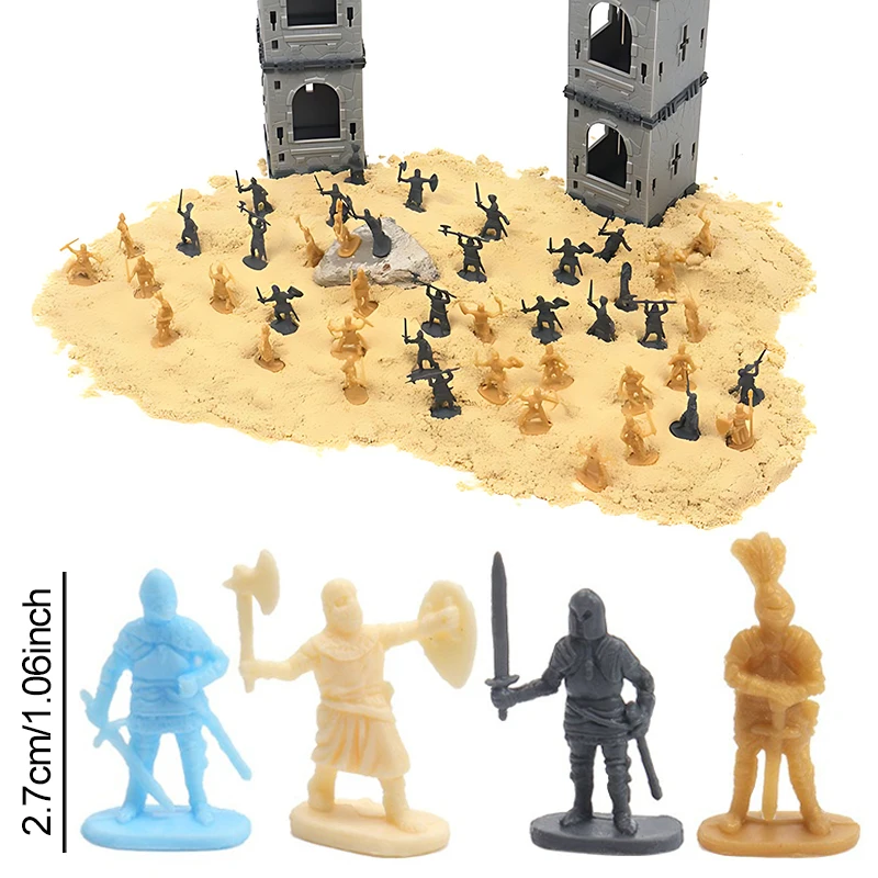 100 قطعة نموذج جنود القرون الوسطى 1:72 مقياس أزرق ذهبي رمادي أصفر وضعية متعددة مصغرة لتقوم بها بنفسك مشهد الحرب لعب الأدوار الدعائم ZYF #6