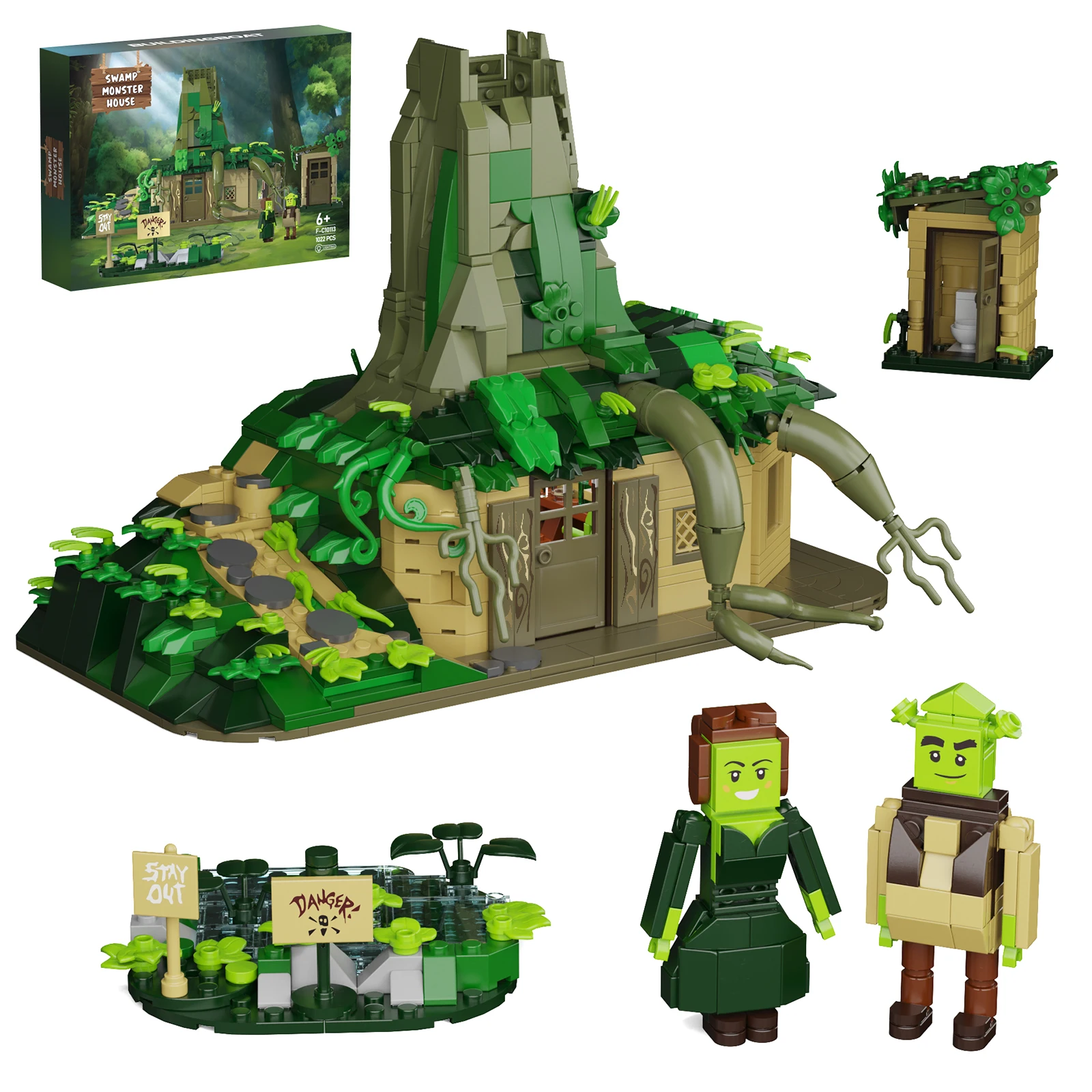 BuildMOC Shreks Swamps Building Block Set Swamp Monster House Model Toys Movie Fans Gifts(1022 PCS)