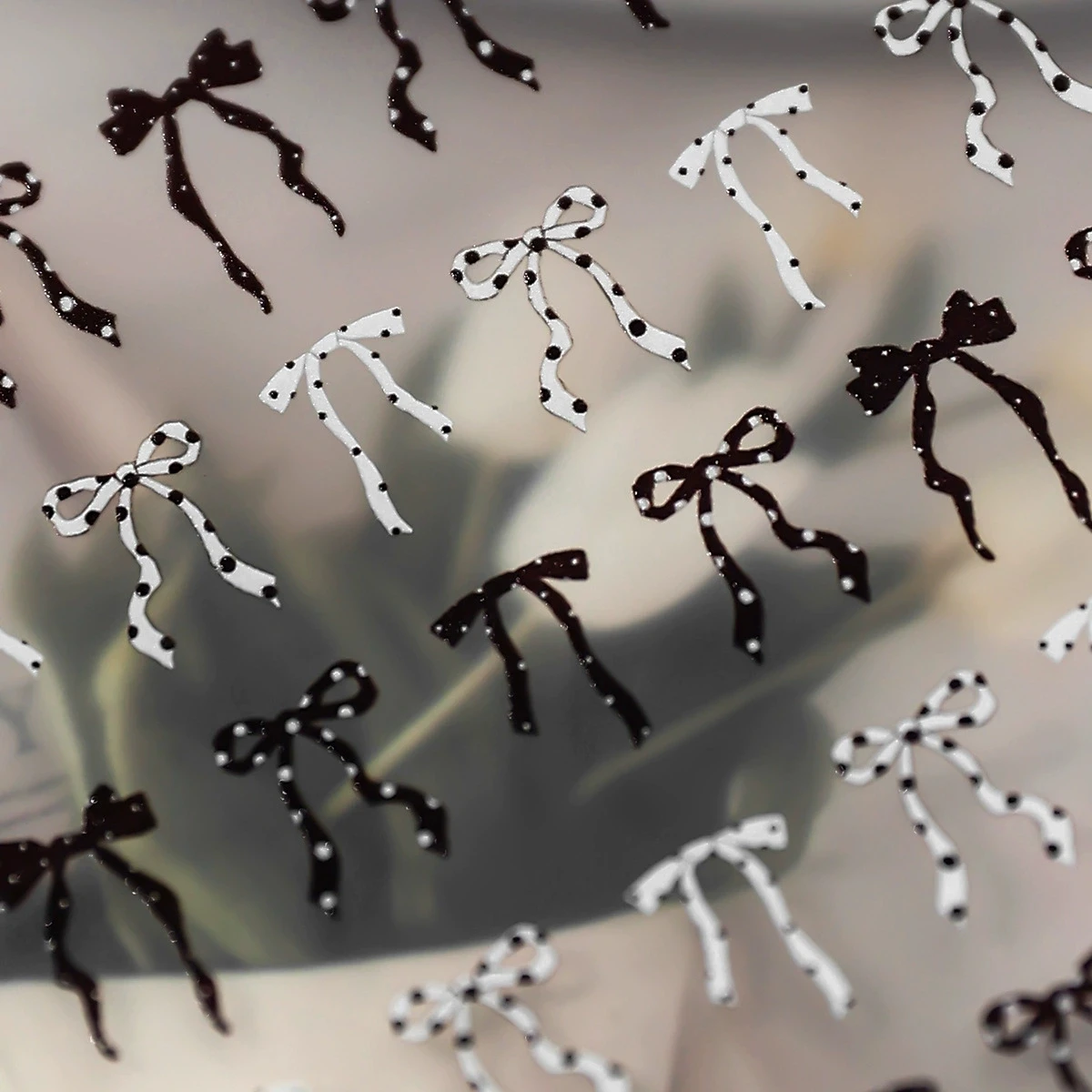 

MINKYS Dopamine Polka Dot Bow Flat Nail Art Decals Cute Self-Adhesive Nail Stickers for DIY Decorations