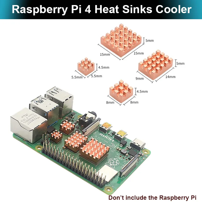 Raspberry Pi 4 Heat Sink Pure Copper Heatsink Passive Cooling Pad Heat Dissipation Metal Radiator for Raspberry Pi 4 Model B