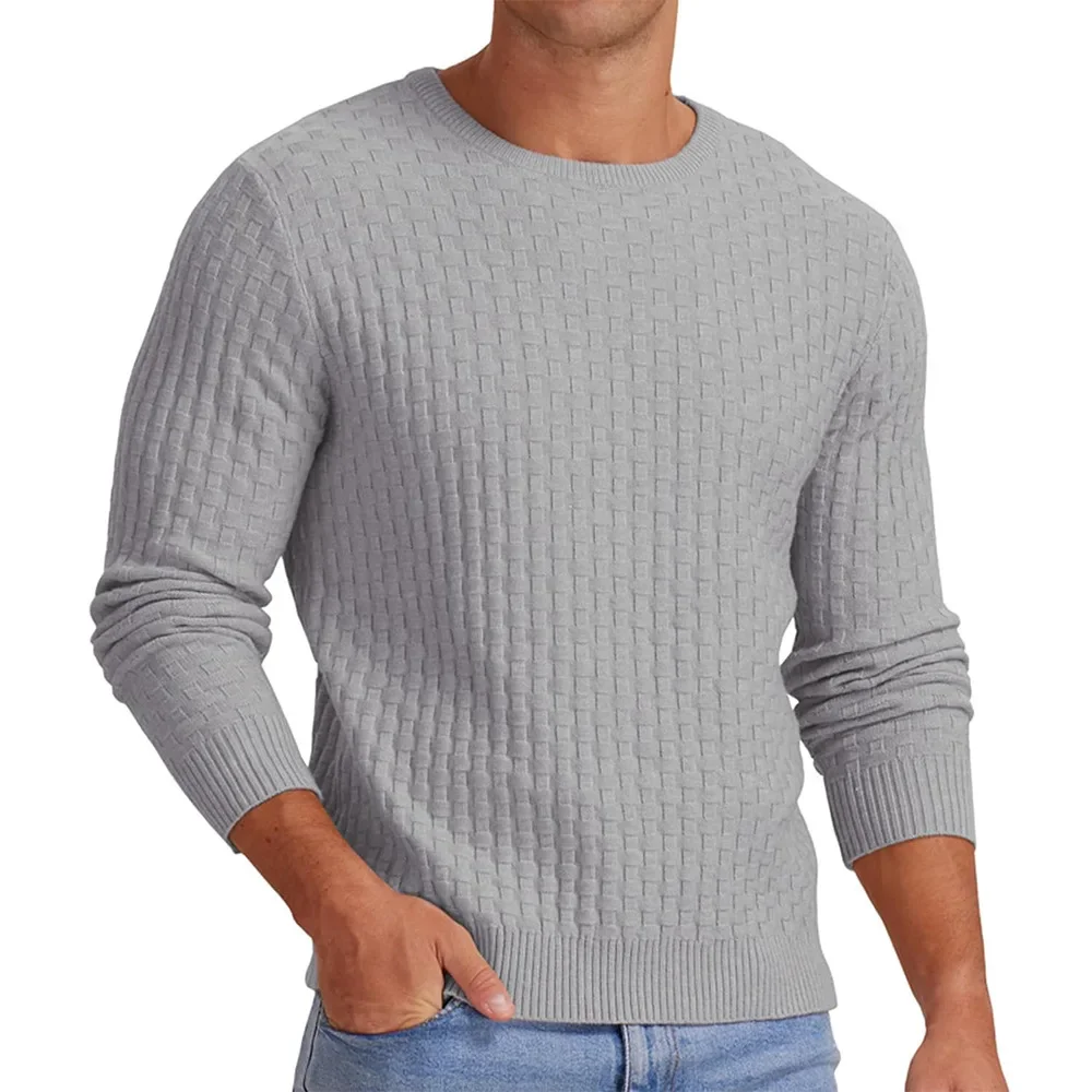 New European and American Men's Round Neck Pullover Sweater with Autumn and Winter Long Sleeves V-neck Thick Knit Base Sweater
