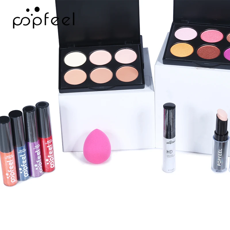 Alles in einem Make-up-Kit (Lidschatten, Ligloss, Lippenstift, Pinsel, Augenbrauen, Concealer)Beauty-Kosmetik tasche