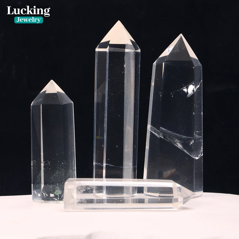 100% Natural Crystal Clear Quartz Hexagonal Prisms For Table Ornaments Obelisk Wand Stone Home Decor