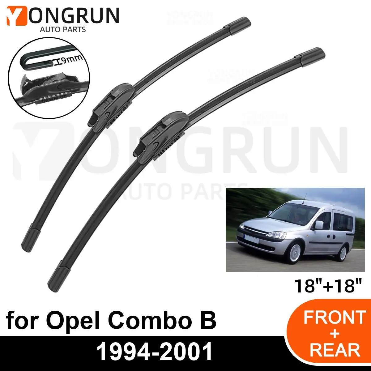 

Car Front Windshield Wipers For Opel Combo B 1994-2001 Wiper Blade Rubber 18"+18" Car Windshield Windscreen Accessories