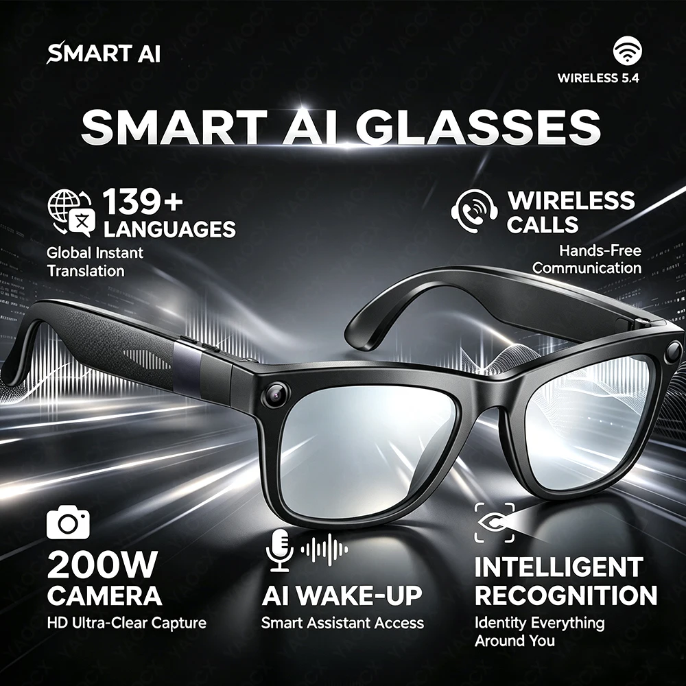 Smart Glasses Lens - 2026 200W Smart Glasses EIS 1080P