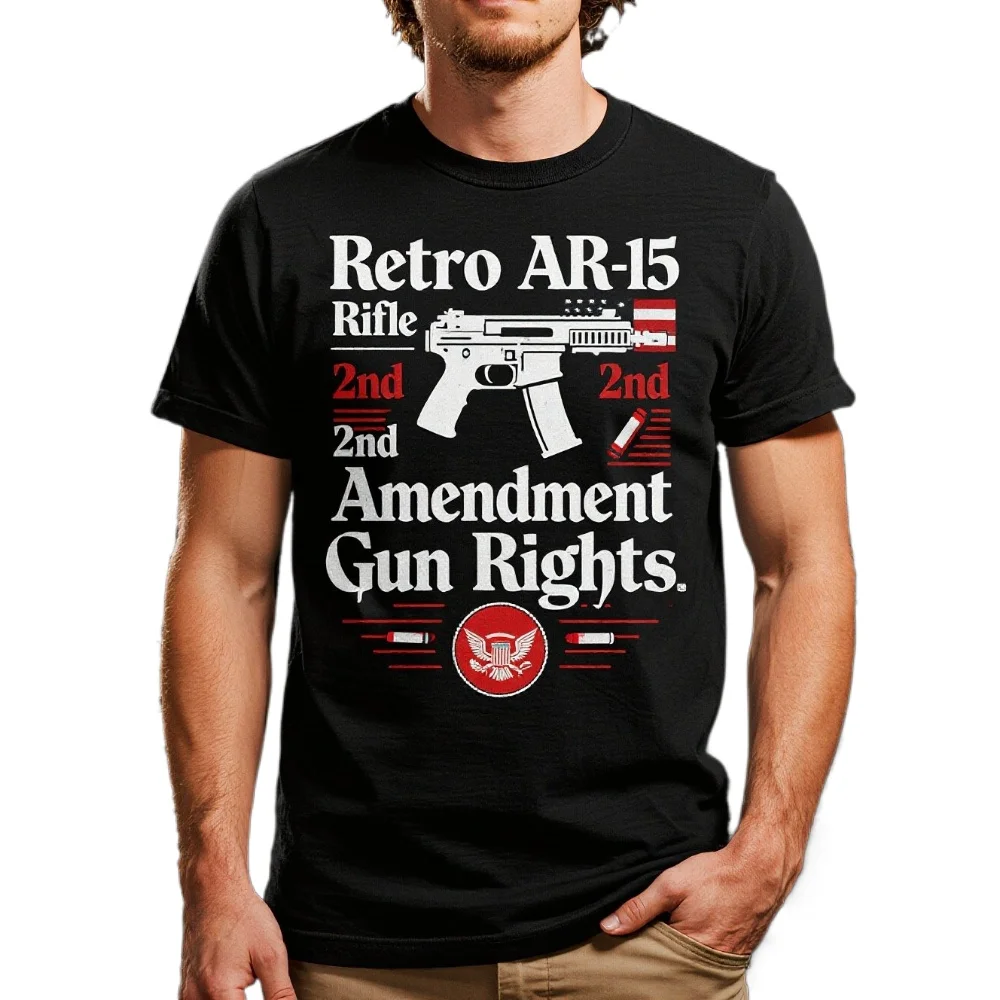 

Retro AR-15 Rifle 2nd Amendment Gun Rights T-Shirt 100% Cotton O-Neck Summer Short Sleeve Casual Mens T-shirt Size S-3XL