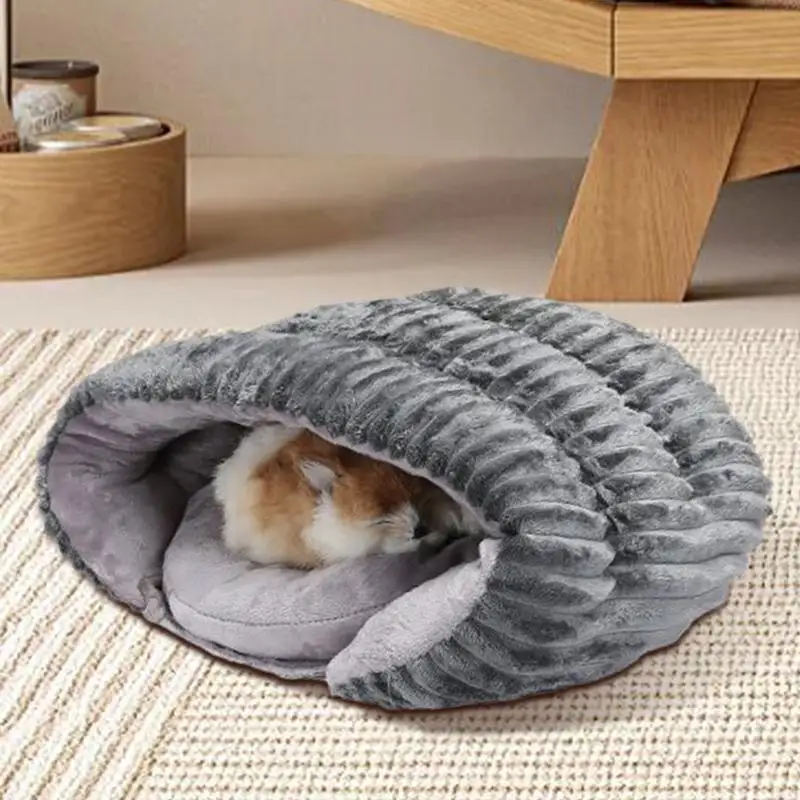 Sac de couchage d'hiver pour chat, épais et chaud, lit GNE pour chat, maison fermée en forme de pantoufle, hamster, chiot, lapin, automne