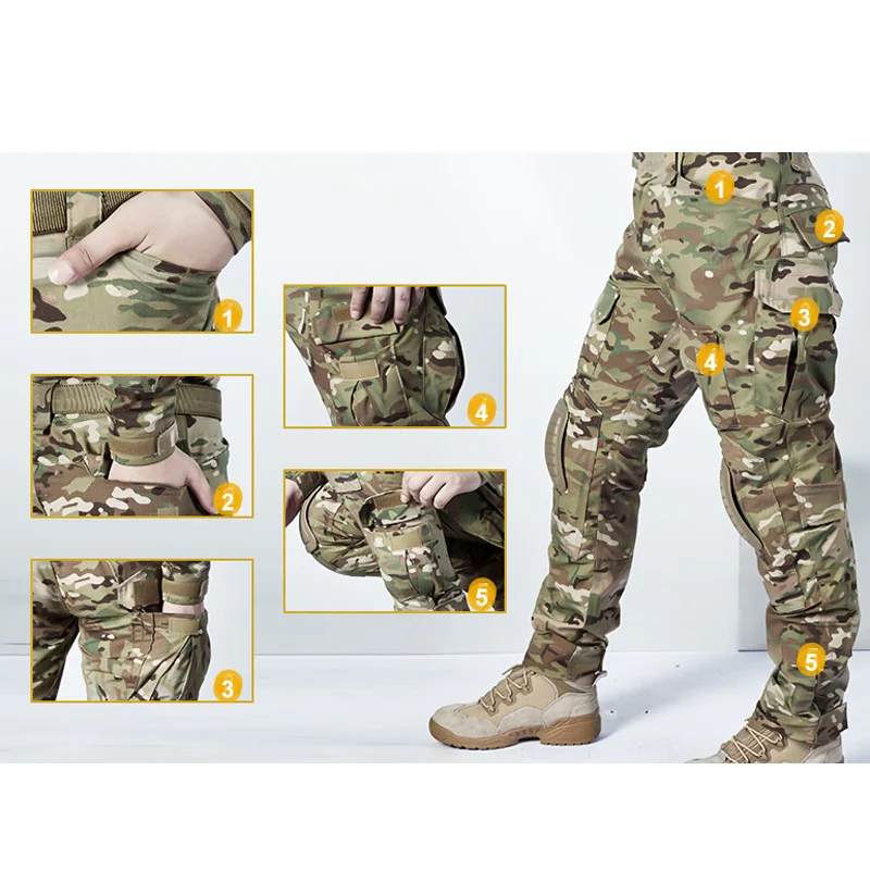 Herren Taktische Uniform Camo Multicam Soldaten-Scharfschützen-Jagdbekleidung Trainingsanzug Kampfhemden Cargohosen Kletter-Sets CS Herren – Detail 10
