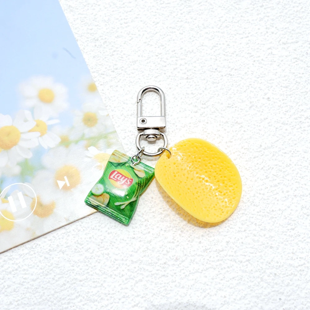 1pcs 귀여운 감자 칩 스낵 키 체인 수제 가방 쥬얼리 DIY 선물