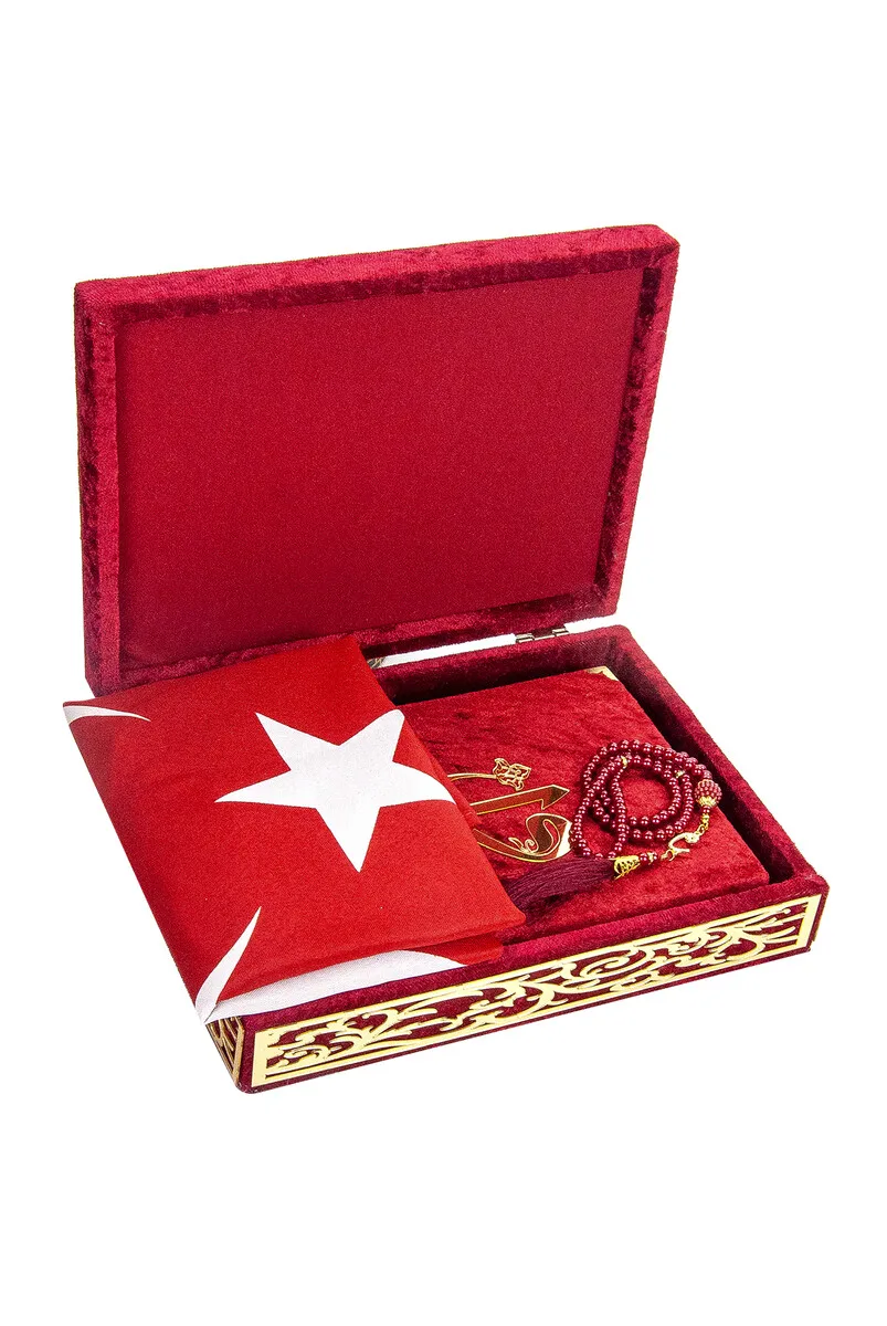 IQRAH Bit Flag Velvet Coated Box and Quran Set Set