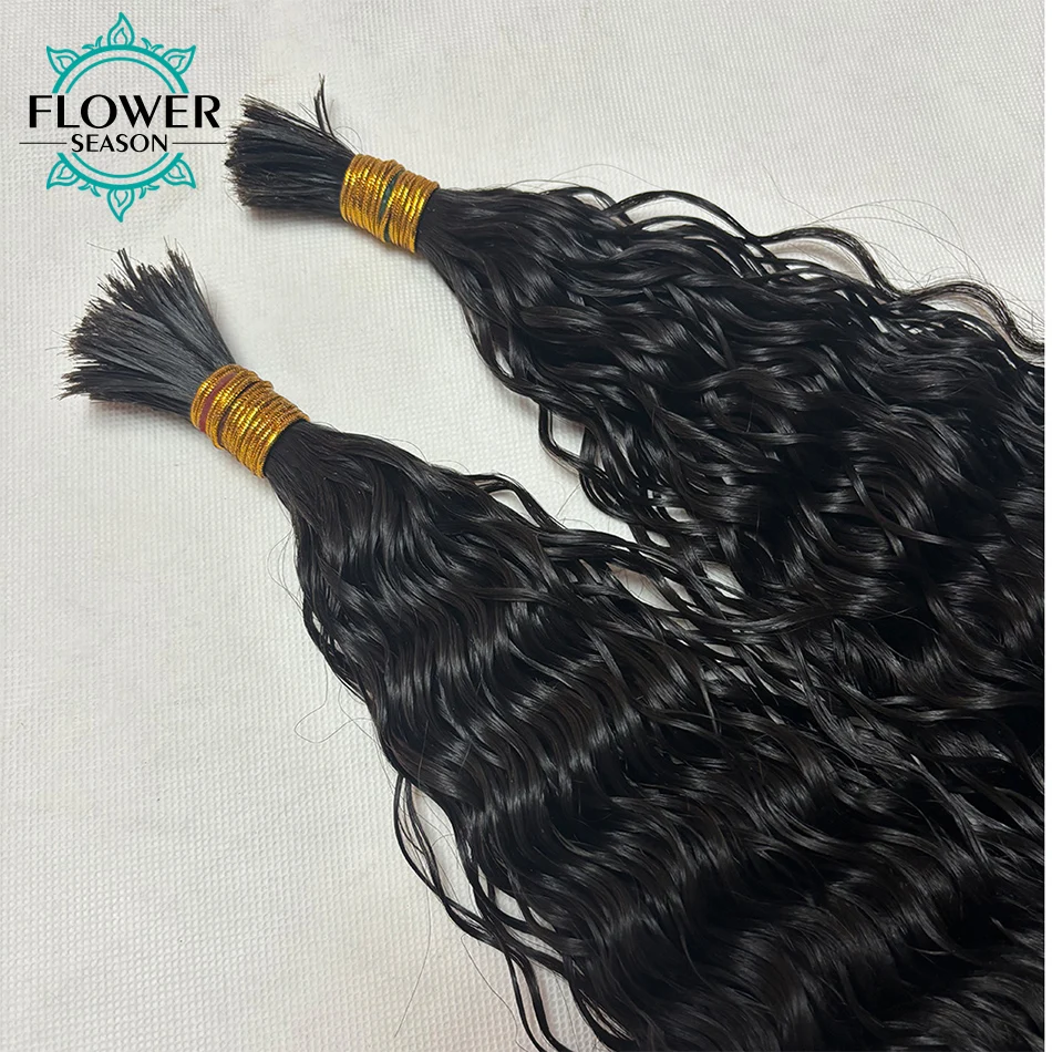 Pre-Divided Bulk Human Hair For Braiding Curly Double Drawn Bulk Hair Extensions Water-soluble vegetable Gum Human Hair Bulk