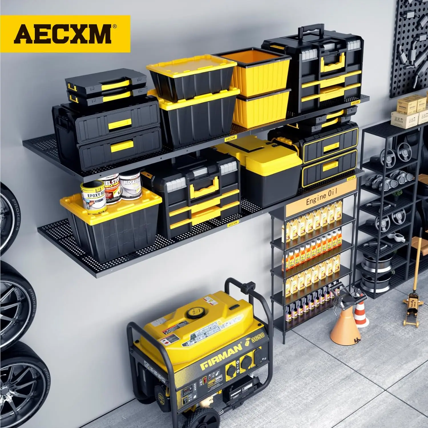 Aecxm 2pack-2x6ft Garage Shelving Garage Storage Wall Garage Shelves Storage Wall Mounted Shelves Heavy Duty Sturdy