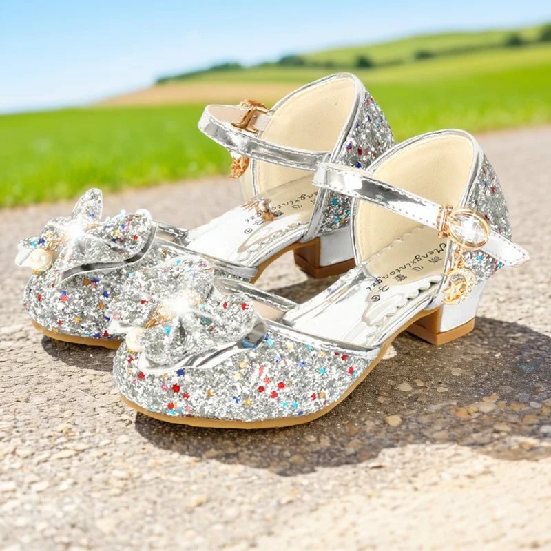 ULKNN Flower Children Sandals Summer Beach Princess Girl Shoes for Kids Glitter Wedding Party sandalia infantil chaussure enfant