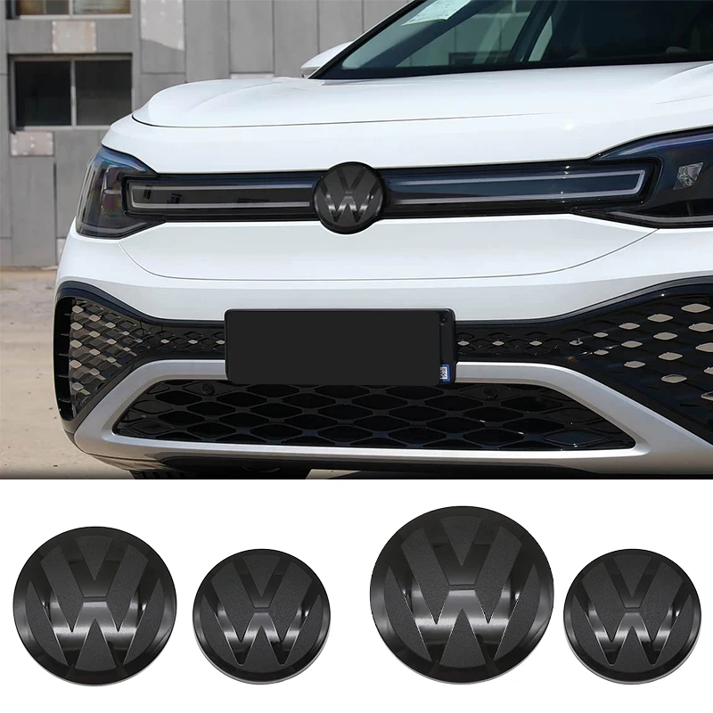 2 Stück Vorder- und Heck-Emblem für VW Golf 5 6 7 7.5 8 Modifizierte Schwarze Flache Spiegel-Logo-Abdeckung Aufkleber Zubehör Extra Pro Plus Value – Detail 3