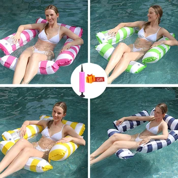 Water Hammock Recliner Inflatable Floating Swimming Bed Pool Beach Sea Inflatable Sofa Party Toy Swim Ring
