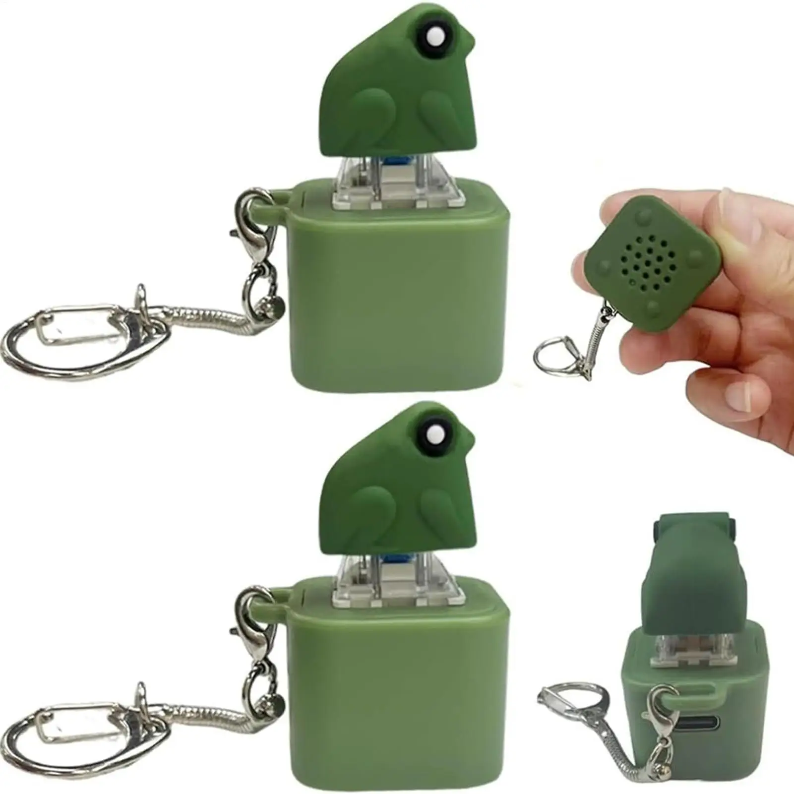 Clicking Fidget Toy Frog Croaking Toy Fun Rechargeable Keychain with Lights Adult Sound Single Button Soft Squeeze Keychain