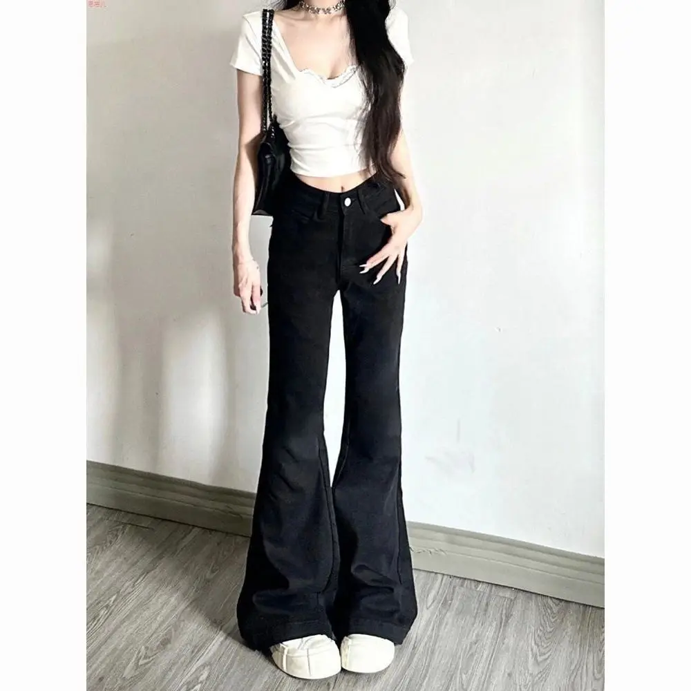 

Женские джинсы-колокольчики больших размеров с низкой талией, утягивающие брюки длиной до пола, повседневные джинсовые брюки Bla для больших размеров