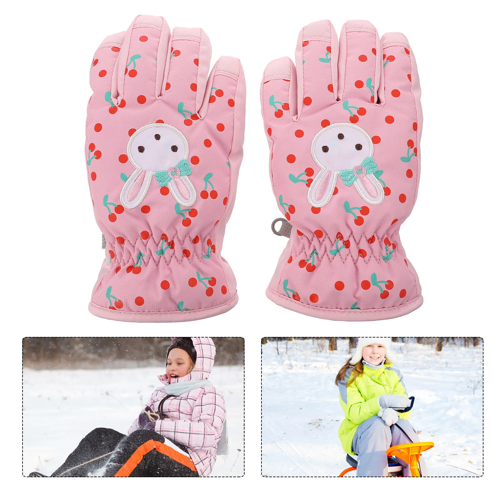 

Mobutofu Kids Ski Gloves Warm Waterproof Windproof Snow Mittens Adjustable for Children Winter Outdoor Sports