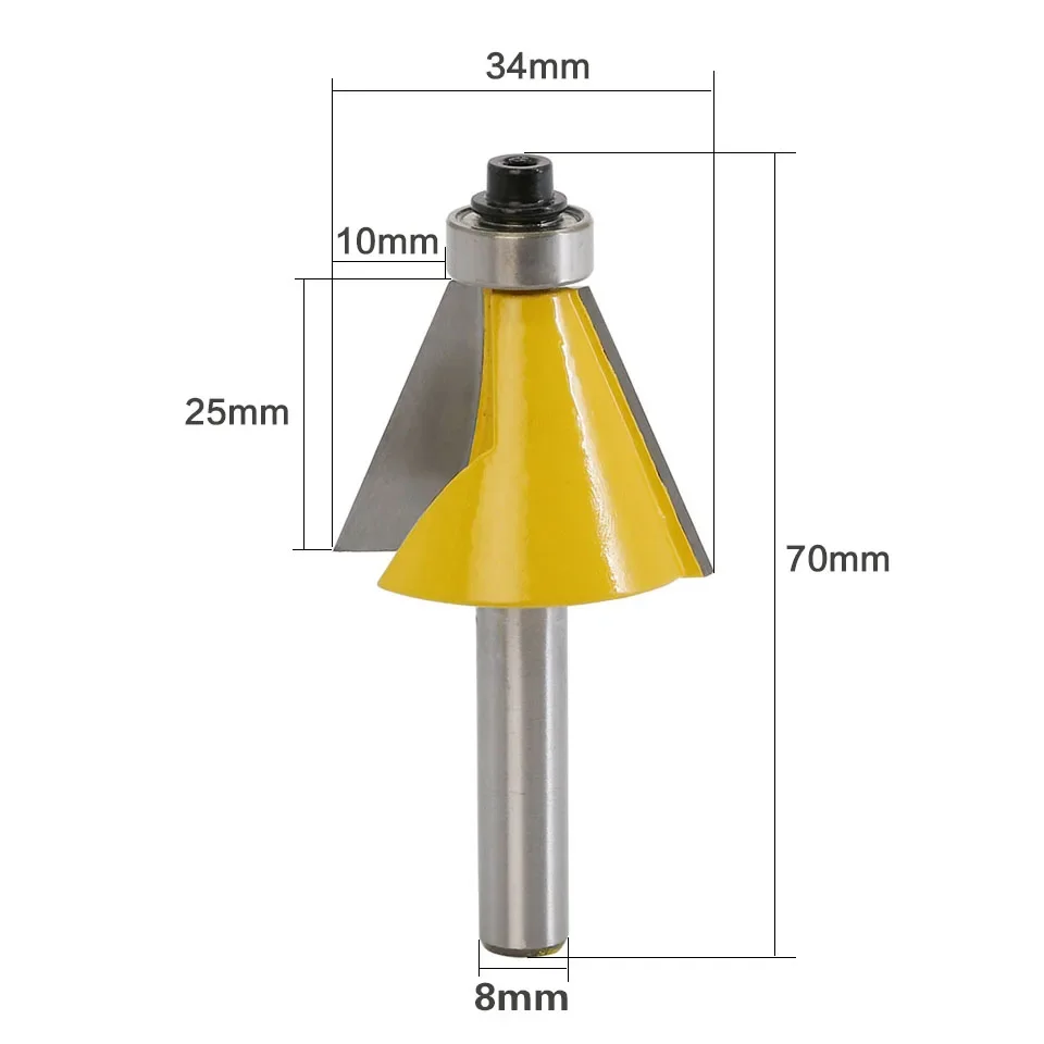 1pc 8mm Shank 22.5 Degree Chamfer & Bevel Edging Router Bit woodworking cutter woodworking bits